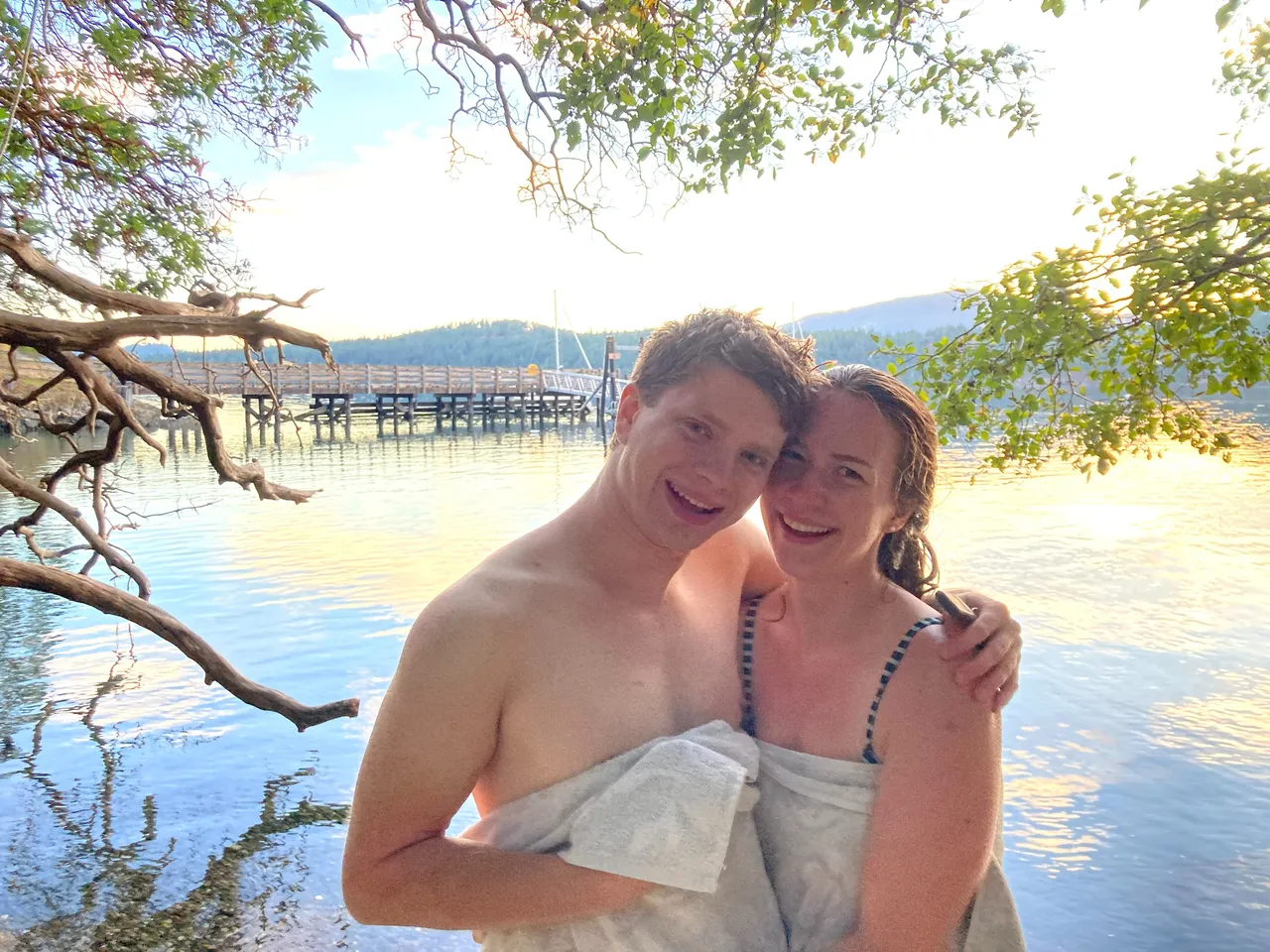 Cold water plunge on Orcas Island, Washington